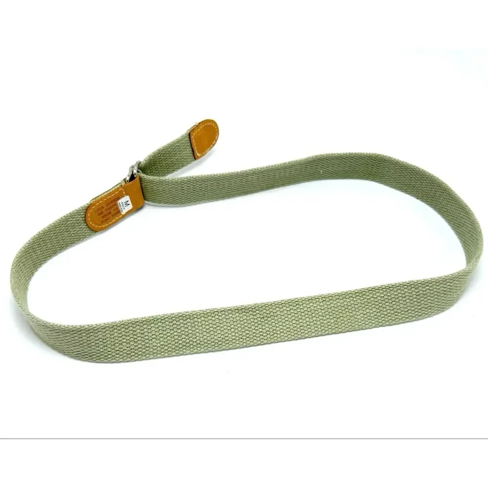Vintage 1990s Patagonia Belt M 24-29 Pale Green Cotton Web Leather Tabs D Ring